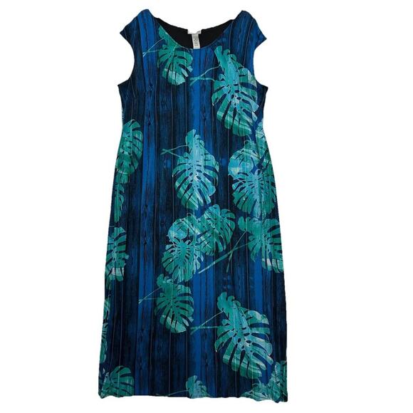 Catherines Maxi Dress Womens 2X Blue Multicolor Tropical Resort Vacation Artsy - Picture 1 of 11